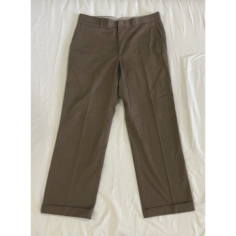 Axist Men's Straight Pleated Cuffed Leg Taupe Dress Pants Brown Size 33x32 B1